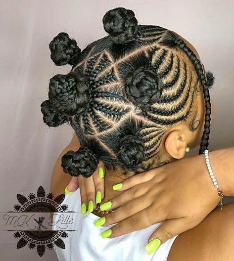 Big Natural Hairstyles, Bow Braid Hairstyle Black, Beehive Braids, Braids Short Hair Black Woman, Natural Hair Cornrow Styles Black Women, Bantu Knots Hairstyles Kids, Braided Mohawk Hairstyles For Black Hair, Cornrow Styles For Women, Braided Bantu Knots Hairstyles