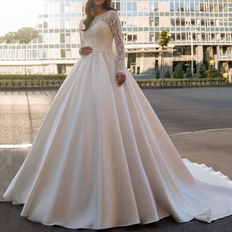 Cathedral Wedding Dress, Simple Belt, Exclusive Gowns, Long Sleeve Ball Gowns, Outdoor Wedding Dress, City Bride, Buy Wedding Dress, Royal Wedding Dress, Bridal Ball Gown