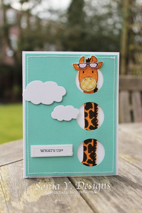 alegria: Whats Up Card Giraffe Card Ideas, Diy Birthday Card Ideas Creative, Giraffe Birthday Card, Giraffe Card, Creative Birthday Cards, Birthday Card Drawing, Birthday Card Craft, Card Drawing, Idul Fitri