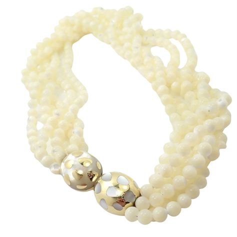 Tiffany & Co Cummings 18k Gold Mother Of Pearl 6 Strand Bead Inlaid Necklace | Fortrove Authentic Jewelry, Name Jewelry, Tiffany And Co, Mother Pearl, Fine Jewellery Necklace, Selling Jewelry, Estate Jewelry, Tiffany & Co., Pearl Beads