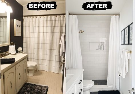 bathroom-remodel-before-and-after-cost Tile Grout Color, Tub To Shower Conversion, Bathroom Quotes, Shower Floor Tile, Bathroom Remodel Pictures, Shower Floor, Small Bathroom Remodel, Remodeling Projects, Bathroom Makeover