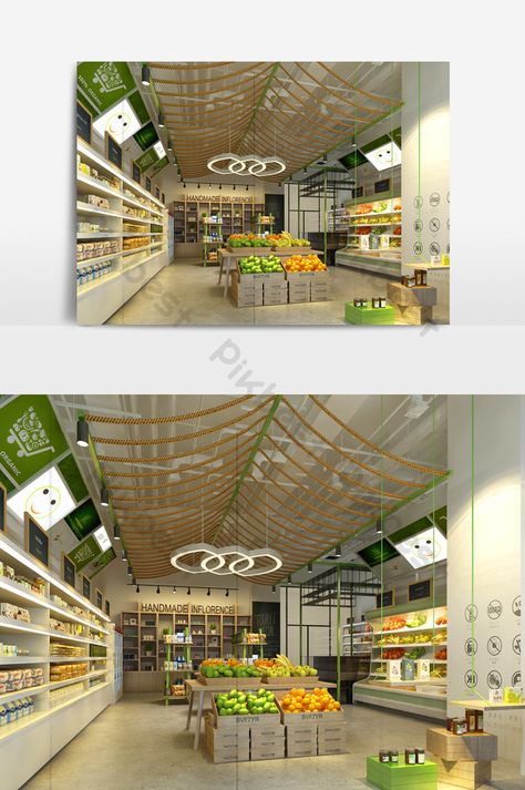 Modern fruit and vegetable fresh shop design shop model renderings#pikbest# Fruit And Vegetable Shop Design, Fruits And Vegetables Store Design, Fresh Market Design, Fruit And Veg Shop Design, Vegetables Shop Design, Fruit Store Design, Vegetable Store Design, Modern Market Design, Vegetable Shop Design