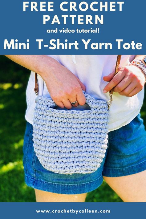 Cross Body Bag Pattern Free, Crochet Bag Tutorial, Yarn Tote Bag, Yarn Tote, Tote Bag Crochet, Tshirt Yarn, Free Crochet Bag, Crochet Bag Tutorials, Crochet T Shirts