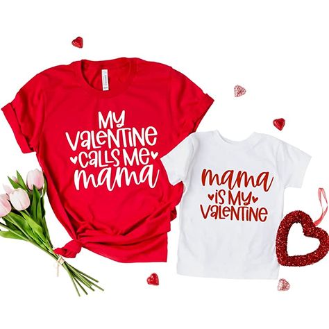 Mommy And Me Valentine Shirts, Valentines Day Gifts For Mom, Mom And Daughter Matching Outfits, Baby Valentines Day, Baby Valentines, 21st Birthday Shirts, Valentine Shirts, Mommy Daughter Outfits, Mom And Daughter Matching