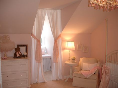 Girls Room Curtains, Dormer Window, Dear Lillie, Toddler Girl Room, Dormer Windows, Coach House, Toddler Bedrooms, Big Girl Rooms