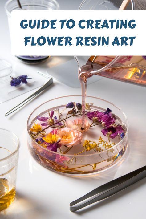 Pouring resin over dried flowers in a small dish. Epoxy With Flowers, Resin Flower Ornaments, Crafts To Do With Dried Flowers, Resin Dried Flowers Diy, Resin Flower Crafts, Diy Resin Gift Ideas, Rose Craft Ideas, Apoxie Resin Ideas, Resin Coasters Flowers