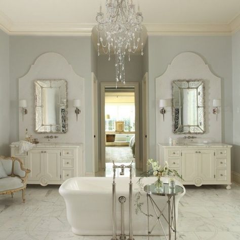 French Country Bathroom Design Collage - Inspiring Bathrooms, Country Bathroom Designs, French Bathroom, French Country Bathroom, White Marble Floor, Bad Inspiration, Country Bathroom, Subway Tiles, Powder Rooms