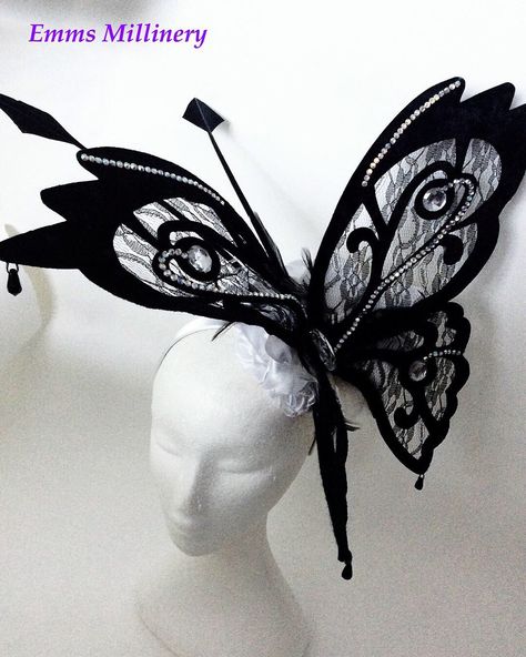 Butterfly Fascinator by Emms Millinery #butterfly #lace #fascinator #hatinator #ascot #ascot hats #millinery #fascinator #racing fashion #race wear #statement hats Statement Hats, Lace Fascinator, Butterfly Fascinator, Racing Fashion, Butterfly Lace, Butterfly Fashion, Race Wear, Ascot Hats, Fascinator Hats