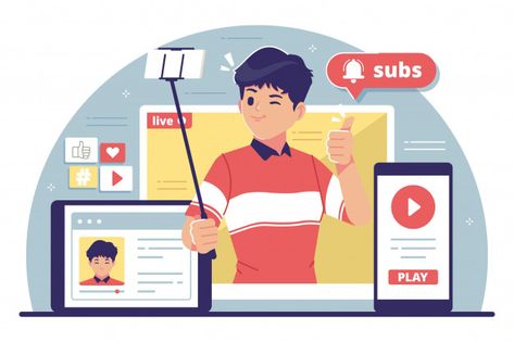 Youtuber Illustration, Youtube Illustration, Illustration Youtube, Ui Illustration, Youtube Marketing Strategy, Evergreen Content, Flat Design Illustration, Youtube Ads, Youtube Marketing