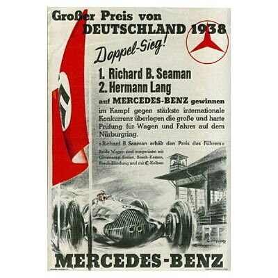 British driver wins 1938 German Grand Prix!  For the first time since 1923, a British driver won the laurels in a full-scale Grand Prix race. Capping all his previous exploits, Richard Seaman, driving a Mercedes-Benz, defeated the cream of Europe's drivers in the German Grand Prix on July 24th, at the Nurburgring. #F1 #GermanGP #Mercedes #SilverArrow German Grand Prix, Grand Prix Posters, Racing Posters, Signed Artwork, Racing Driver, Motor Racing, Vintage Racing, Watercolor Artist, Grand Prix