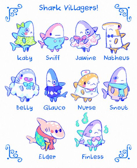 Animal Crossing Shark, Animal Crossing Illustration, Animal Crossing Art, Comic Wallpaper, Ac New Leaf, Animal Crossing Fan Art, Animal Crossing Memes, Shark Art, Animal Crossing Characters