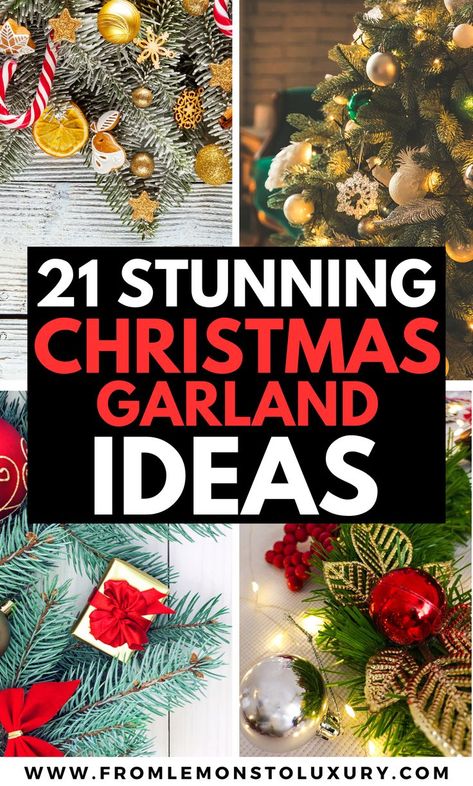 christmas garland ideas Christmas Garland Ideas Outdoor, Diy Christmas Tree Garland Ideas, Mirror Christmas Garland, Christmas Garland Ideas For Mantle, Diy Christmas Garland Mantle, Christmas Garland Ideas Diy, Outdoor Christmas Garland Ideas, Mantle Christmas Garland, Garland Ideas Christmas