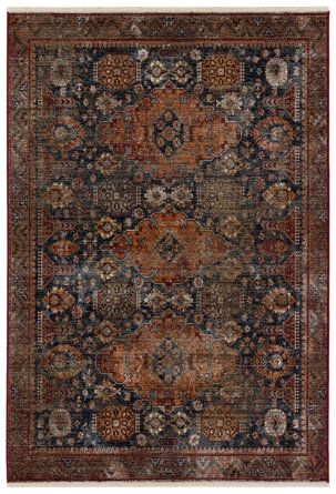 Joss & Main Miko Oriental Navy/Orange Area Rug | Wayfair Coral Area Rug, Eclectic Area Rug, Turkish Design, Jaipur Living, Traditional Motifs, Rug Size Guide, Traditional Pattern, Rug Direct, Orange Area Rug