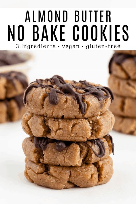 Almond Flour Biscuit Recipe, No Bake Almond Flour Cookies, Arbonne Cookie Recipes, Almond Butter Healthy Snacks, Whole Food Cookie Recipes, Ways To Use Almond Butter, Healthy Almond Butter Cookies, Healthy Almond Cookies, Healthy No Bake Desserts