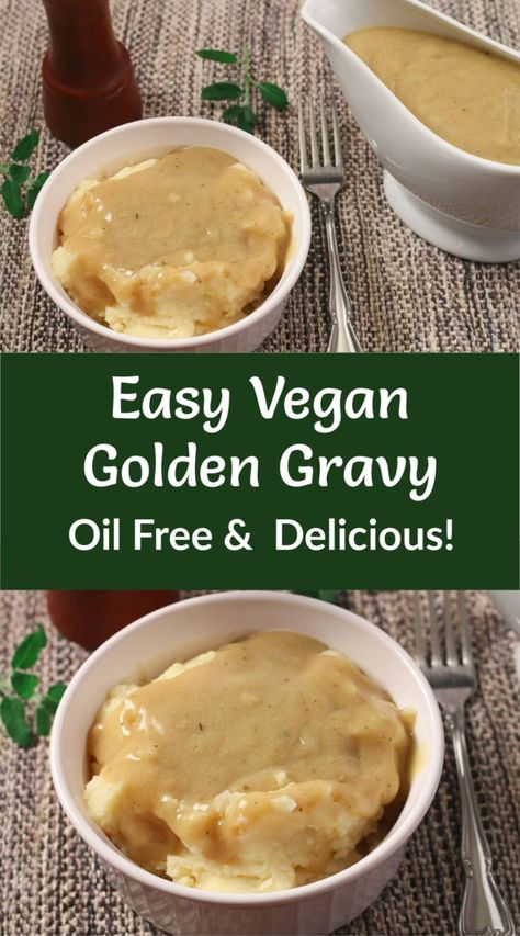 This Vegan Golden Gravy is so quick and easy to make, and is amazingly delicious! A perfect gravy to pour over your mashed potatoes, stuffing, or veggie loaf! Perfect Gravy Recipe, Vegan Garlic Mashed Potatoes, Cashew Gravy, Veggie Loaf, Vegetarian Gravy, Vegan Gravy, Special Occasion Food, Chicken Base, Garlic Mashed Potatoes