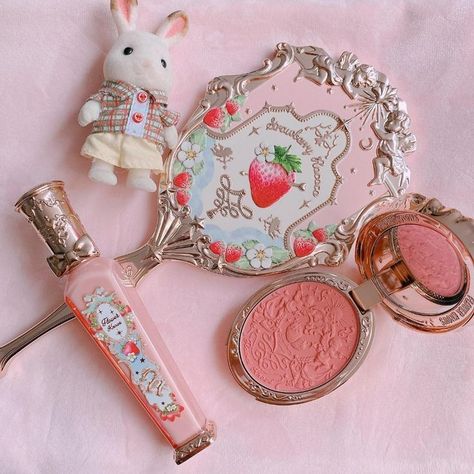 Strawberry Rococo, Rococo Aesthetic, Antique Medallion, Cheonan, Flower Knows, Lip Wrinkles, Cream Flower, Pink Bottle, Different Skin Tones