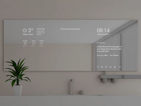 Modern Smart Home, Smart Home Technology Interior Design, Technology Interior Design, Smart Mirror Diy, Rustic Renovations, Bathroom Technology, Weekly Challenges, Smart Mirror, Smart Home Design