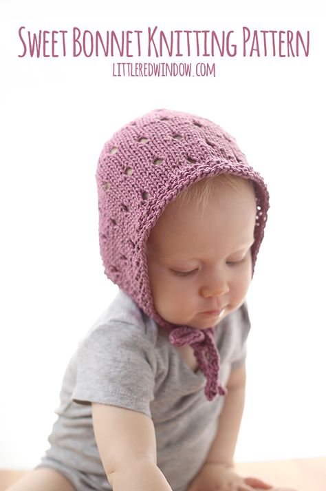 Knit this adorable bonnet for your little one with this free baby bonnet knitting pattern! Baby Bonnet Knitting Pattern, Bonnet Knitting Pattern, Baby Bonnet Pattern, Baby Hat Knitting Pattern, Bonnet Pattern, Bohemian Baby, Baby Hat Patterns, Baby Bonnets, Hat Knitting