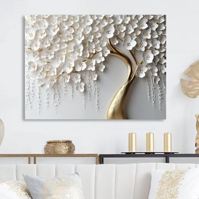 Bring contemporary abstraction to your home with this beautiful metal wall décor. This "White Orchid Tree Garden of Branches IV" metal artwork makes it the focal point of any room or office | House of Hampton White Orchid Tree Garden Of Branches IV - Tree Floral Metal Wall Decor White 12.0 x 20.0 x 1.0 in | Home Decor | C100303477_1377347202 | Wayfair Canada Spackle Painting On Canvas, Textured Paintings On Canvas, Spackle Art, Orchid Tree, Floral Metal Wall Art, Relief Art, Dimensional Wall Art, Acrylic Wall Decor, Tree Garden