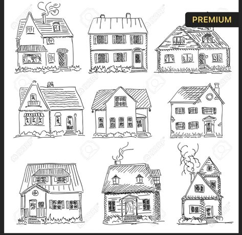 Houses Drawing Easy, Pen And Ink Drawings Simple, Drawing Black Pen, Houses Drawing, Pen Vector, Dream House Drawing, Simple House Drawing, House Doodle, House Design Drawing