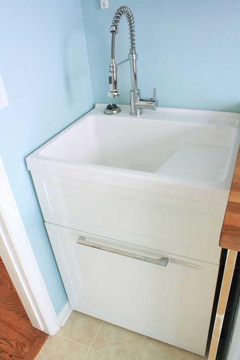 sweet laundry sink Laundry Room Sink Cabinet, Laundry Room Utility Sink, Laundry Room Sink, Basement Laundry Room, Basement Laundry, Laundry Room Flooring, Laundry Tubs, Laundry Room Inspiration, Laundry Room Remodel