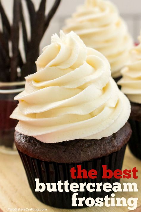 The Best Buttercream Frosting really lives up to its name, it definitely is the best we've ever tried and so easy to make. This Buttercream Frosting will make anything you put it on taste better - we promise! Pin this delicious Buttercream Icing for later and follow us for more great frosting recipes. Homemade Buttercream Frosting Recipe, Tan Buttercream Frosting, Non Refrigerated Buttercream Frosting, Betty Crocker Buttercream Frosting, Easy Pipable Buttercream Frosting, Best Frosting Ever, Shelf Stable Frosting Recipe, Recipe For Buttercream Frosting, Costco Buttercream Frosting Recipe