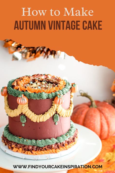 How To Make A Fall Lambeth Cake - Find Your Cake Inspiration Gingerbread Buttercream, Gingerbread Man Cake, Fall Cakes Decorating, Cake Colors, Lambeth Cake, Orange Buttercream, Man Cake, Thanksgiving Cakes, Fall Cakes