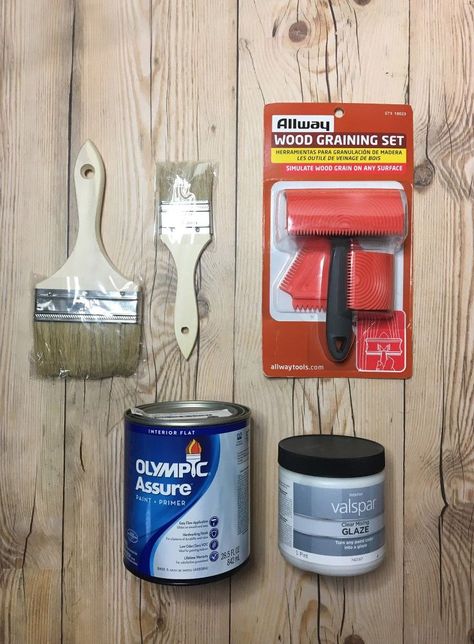 [d]Ok you guys... if you haven't discovered a wood graining tool yet get ready for your mind to be blown! If you have a plastic piece of furniture or a covered… Faux Wood Painting, Wood Painting Techniques, Faux Wood Paint, Diy Techniques And Supplies, Fake Wood, Faux Wood Grain, Diy Wand, Diy Techniques, Wood Working Gifts