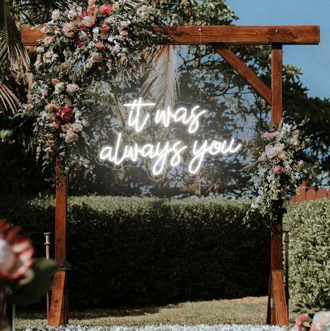 $25 is NOT final price. 'It Was Always You' LED neon sign Color: Cool White, Warm White, Red, Blue, Ice Blue, Yellow, Pink, Light Pink, Purple, Green, Orange (if you want mix color, pls contact us) Features: --------------- This is a flex LED Neon sign, not glass neon,having the same effect as a glass neon sign, LED neon is completely safe and non frangible. > Our neon signs are durable. > Neon signs are safe to handle. > Neon signs are available in multiple colors and fonts. > Neon signs are lo Photowall Ideas, Neon Sign Wall, Custom Neon Lights, Events Decor, Wedding Backdrop Decorations, Signs Wedding, Light Up Signs, Wedding Neon Sign, Sign Wall Decor