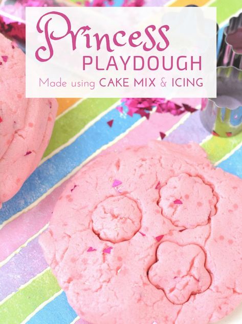 This glittery pink princess playdough recipe is perfect for your little princess! This easy homemade no cook playdough is made with cake mix, icing, food coloring, olive oil, and glitter. You could use edible glitter instead for a completely edible playdough recipe as well! #playdoughrecipes #glitter #homemade #princess #cakemix #pink #forkids #Playdoh #playdough #edible Princess Playdough, Edible Playdough Recipe, No Cook Playdough, Edible Play Dough Recipe, Cooking With Kids Easy, Cooked Playdough, Edible Playdough, How To Make Pink, Little Dorrit