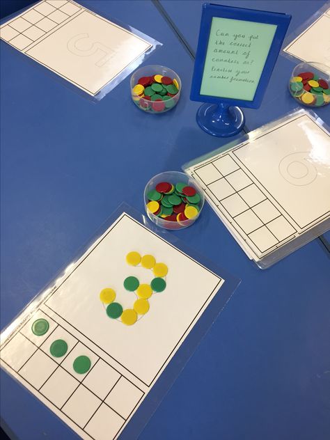 Match Numeral To Quantity, Teaching Number Formation, Matching Quantity To Number Activities, Number Formation Eyfs, Maths Interventions, Workstation Activities, Provocation Table, Number Formation Activities, Maths Eyfs