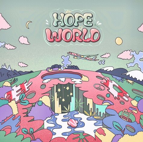 Hope World Aesthetic, College Dorm Posters, Jhope Bts Wallpaper, Hope World, World Aesthetic, Dog Animation, Arte Grunge, Alice Book, Desain Editorial