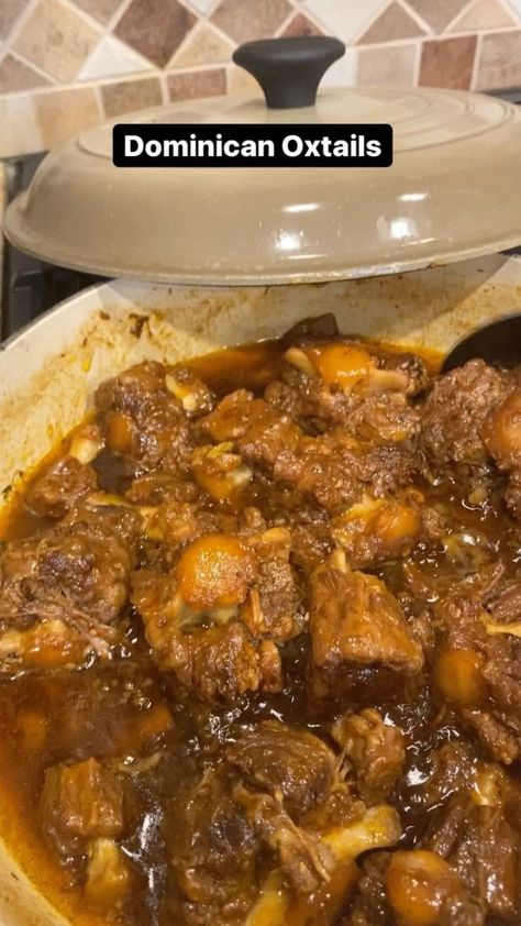 Instant Pot Oxtail Stew | Rabo Encendido - Belqui's Twist Dominican Style Oxtails, Crockpot Dominican Recipes, Dutch Oven Oxtail Recipes, Oxtails In Pressure Cooker, Oxtail Recipes Dominican, Instant Pot Spanish Recipes, Oxtail Recipes Jamaican Instant Pot, Oxtail Stew Instant Pot, Instapot Oxtail Recipes