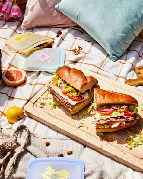 Cravings | The Ultimate Picnic Sub Giant Sandwich, Marinated Onions, Pickled Pepperoncini, Stasher Bags, Picnic Sandwiches, Sub Rolls, Pepperoncini Peppers, Red Wine Vinaigrette, Sub Sandwiches