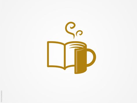 BookCafe by Mochamad Arief Cafe With Books, Book Cafe Logo, Book Logo Design Ideas, Book Display Ideas, Book Logo Design, Books Logo, Cafe Icon, Logo Cafe, Logo Design Coffee