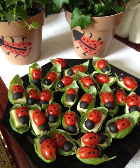 #pumpkincarving, #halloweenpumpkins, #pumpkinart, #halloweendecor, #spookypumpkins, #halloween2023, #creativehalloween, #pumpkindecor, #halloweeninspiration, #carvingideas Miraculous Ladybug Party Snacks, Ladybug Appetizers, Ladybug Food, Black Food Coloring, Basil Leaf, Food Art For Kids, Catering Ideas Food, Charcuterie Inspiration, Balsamic Reduction