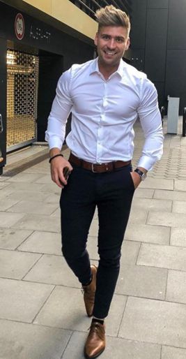 Colour Combination For Men, Summer Business Casual, Brown Plain, Styling Outfits, Navy Trousers, Men Fashion Classy, Business Casual Summer, Shirt Dress Outfit, Mens Casual Outfits Summer