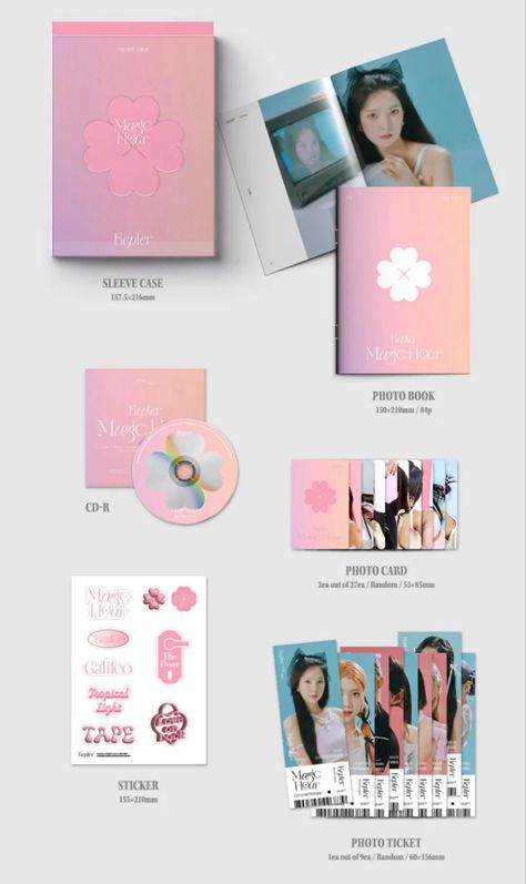 Kep1er Album Cover, Kpop Album Packaging, Kpop Album Inclusions, Album Inclusions, Kpop Design, Album Collection, Album Layout, Kpop Album, Kpop Albums