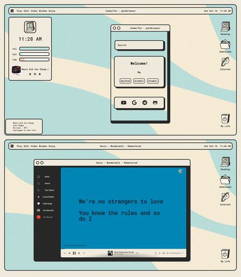 Aesthetic Pages Layout, Nix Desktops, Desktop Graphic Design, Desktop Poster, Desktop Layout, Desktop Environment, Ricers, Desktop Themes, 달력 디자인