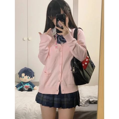 Just found this amazing item on AliExpress. Check it out! $33.99 | Pink Blue Black Cute Jk Sweater Knitted Cardigan Female Original Japanese Jacket Uniform School Supply Feeling Lazy Style Japanese Jacket, Uniform School, Feeling Lazy, Lazy Style, School Supply, Japanese Aesthetic, Cardigan Fashion, Knitted Cardigan, Cardigans For Women