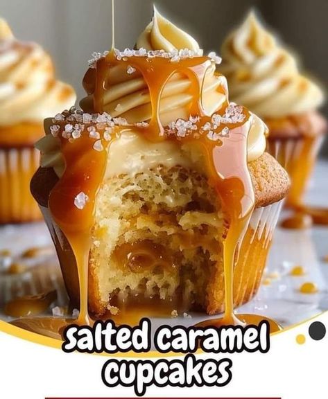 Caramel Cupcakes Recipe, Homemade Cupcake Recipes, Salted Caramel Cupcakes, Caramel Cupcakes, Caramel Buttercream, Homemade Cupcakes, Gourmet Cupcakes, Cupcake Flavors, Cupcakes Recipe