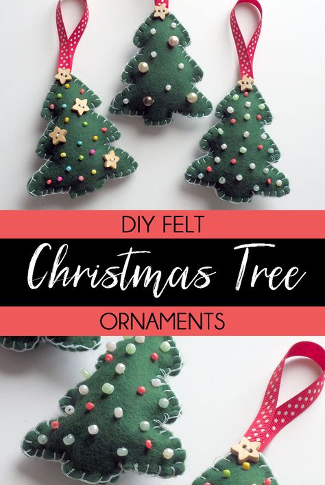 DIY Felt Christmas Tree Ornaments – English Rose from Manchester's Blog Cute Handmade Gifts, Felt Christmas Tree Ornaments, Diy Felt Christmas, Felt Ornaments Diy, Felt Christmas Tree Decorations, Diy Felt Christmas Ornaments, Diy Felt Christmas Tree, Handmade Gifts For Friends, Felt Crafts Christmas