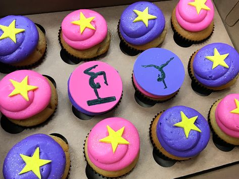 Gymnastics Birthday Cupcakes, Gymnast Cupcakes, Gymnastics Cupcakes Ideas, Gymnastics Cupcakes, Dance Cookies, Birthday Gymnastics, Birthday Cupcakes Boy, Gymnast Birthday Party, Gymnastics Party