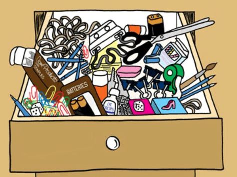 Junk drawer Junk Drawer Drawing, Messy Drawer, Junk Drawers, Chemistry Labs, Crazy Things, Making Life Easier, Sketchbook Ideas, Homeschool Science, Junk Drawer