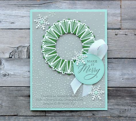 Create Christmas Cards, Simple Christmas Cards, Handmade Christmas Card, Tree Wreath, Homemade Christmas Cards, Stampin Up Christmas Cards, Stamp Projects, Tree Cards, Stampin Up Christmas