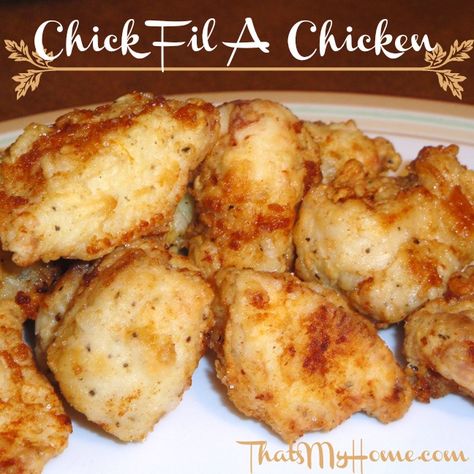 Almost Chick Fil-A Chicken » My favorite way to do chicken nuggets. Recipes, Food and Cooking #chickfilachicken #chickenrecipes Chick Fil A Chicken Nuggets, Battered Chicken, Cat Recipes, Chicken Nuggets, Poultry Recipes, A Chicken, Meat Dishes, Restaurant Recipes, Main Meals