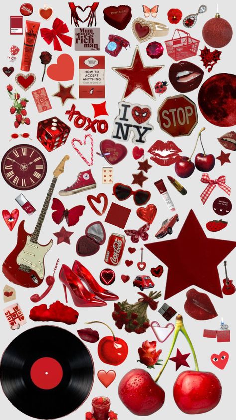 Red Scrapbook Stickers, Red Printable Stickers, Red Stickers Printable, Aesthetic Red Stickers, Red Scrapbook Aesthetic, Red Stickers Aesthetic Printable, Black And Red Phone Case, Red Stickers Aesthetic, Red Aesthetic Collage