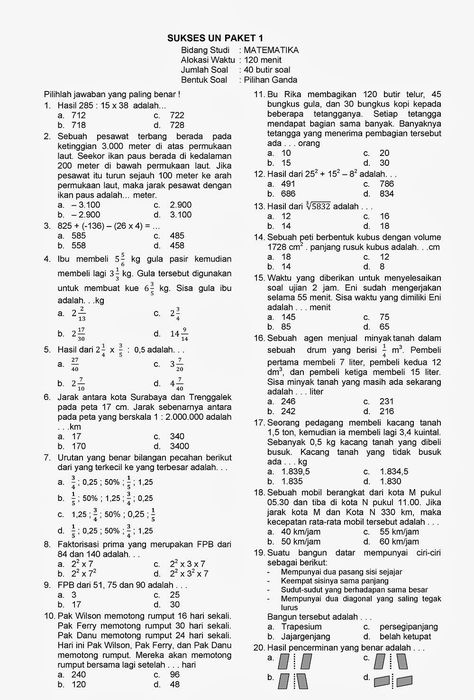 (60) Kunci Jawaban dan Soal UN Matematika Kelas 6 SD TA 2013/2014 ~ Kumpulan Soal SD Word Office, School Study Ideas, Slp Activities, Microsoft Office Word, Microsoft Word 2007, Math Number Sense, Math Tutorials, Office Word, Student Life Hacks