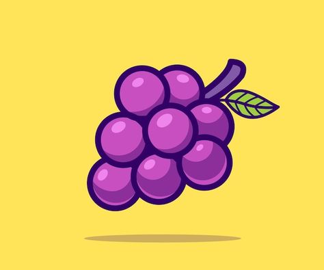 Cute Grape Drawing, Grape Cartoon Drawing, Grape Illustration Drawing, Fruit Vector Art, Vector Fruit Illustration, Grape Cartoon, Fruit Illustration Art, Grape Vector, Grapes Drawing