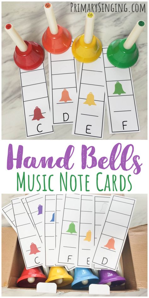 Hand-Bells-Music-Note-Cards Music Making Study Creative Curriculum, Hand Bell Songs, Hand Bell Music, Preschool Forms, Christmas Music Lesson, Preschool Music Lessons, Montessori Music, Greeting Song, Music Display